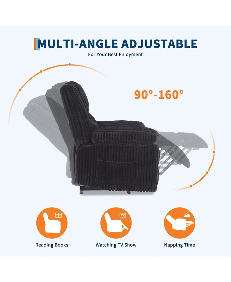 homfan Manual Recliner Chair with Pillow Top Arms, Side Pocket, 330 lb Capacity