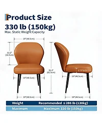 homfan Pu Leather Dining Chairs Set of 4, Modern Fabric Upholstered Kitchen Side Chairs with Metal Pegs, For Living Room, Kitchen, Dining Room