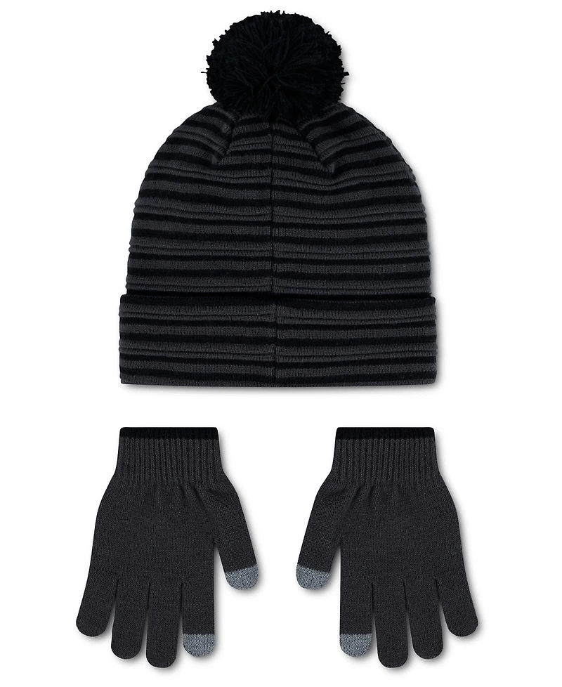 Nike Boys' 8-20 Ottoman Pom Peak Beanie and Gloves, 2-Piece Set
