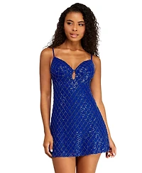 Alex & Sophia Juniors' Strappy Sequin Embellished V-Neck Short Dress