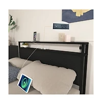 Lucky One Full Size Bed Frame with 8 Storage Drawers, Led Headboard, Usb Charging Station, Metal Platform