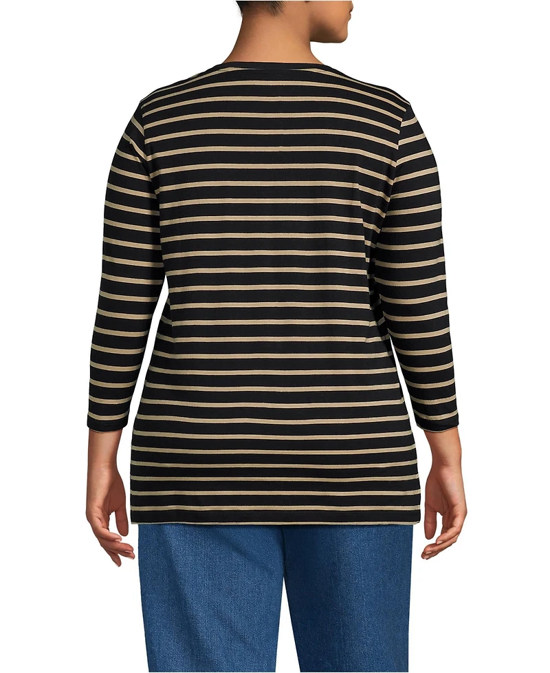 Lands' End Plus 3/4 Sleeve Cotton Supima Tunic