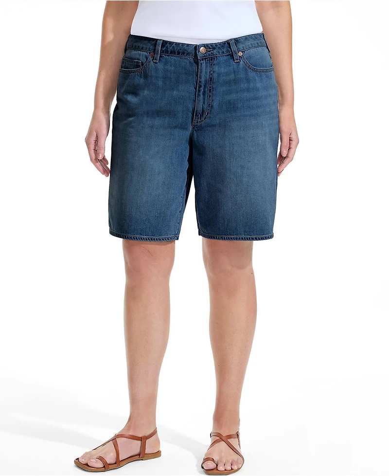 Lands' End Women's Lightweight Denim Mid Rise 10" Shorts