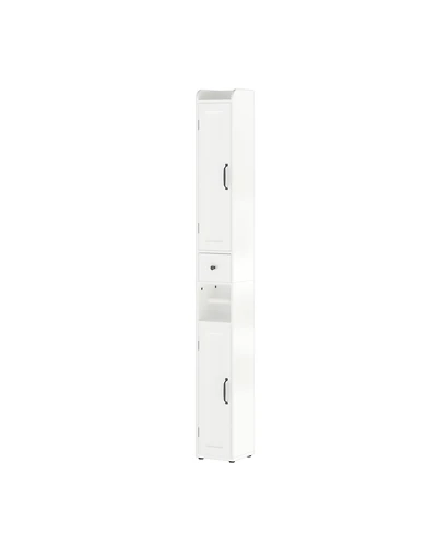 Busdays 67.51 Inch Tall Bathroom Storage Cabinet with Adjustable Shelves Slim 2 Doors Freestanding Anti Tip Open Compartments for Small Spaces
