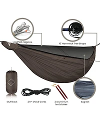 Piscifun 11feet Camping Hammock with Mosquito Net Adjustable Ridgeline Lightweight Portable Tree Straps