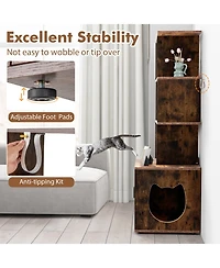 Ruie 56 Inch Tall Cat Litter Box Enclosure with Open Storage Shelves