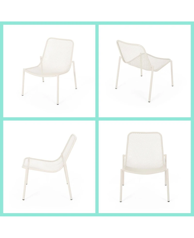 Asagikoiai 3-Piece Outdoor Metal Conversation Set with Iron Mesh Chairs and Table-Asagikoiai