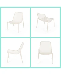 Asagikoiai 3-Piece Outdoor Metal Conversation Set with Iron Mesh Chairs and Table-Asagikoiai