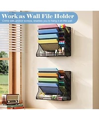 Danrong Metal Wall Desk File Organizer Adjustable Detachable Dividers