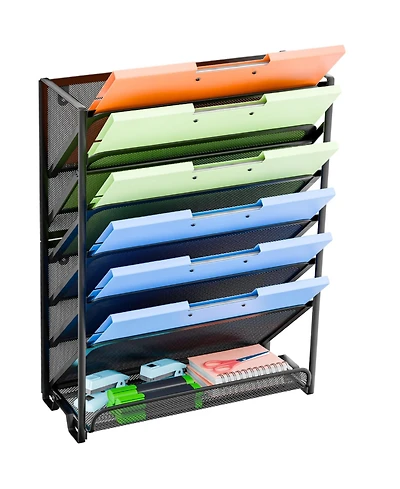 Danrong 7 Tier Dual Use Metal Wall Desktop File Organizer Rack