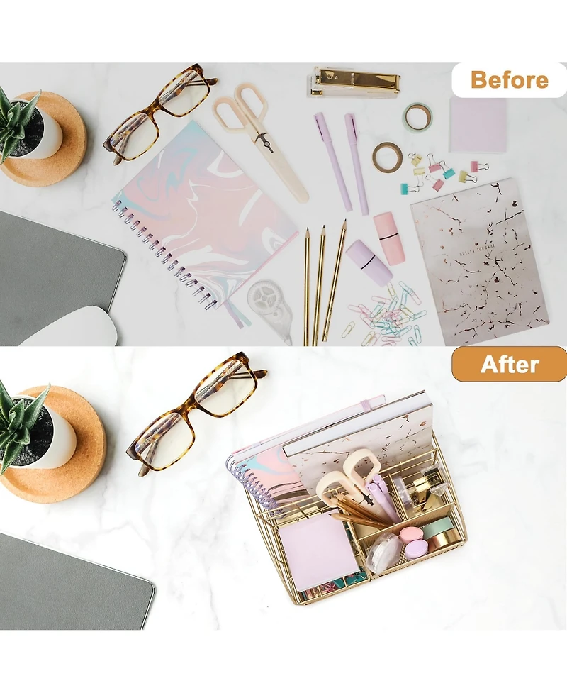 Danrong Mesh Metal Desk Organizer with Drawer Multi Compartment Storage