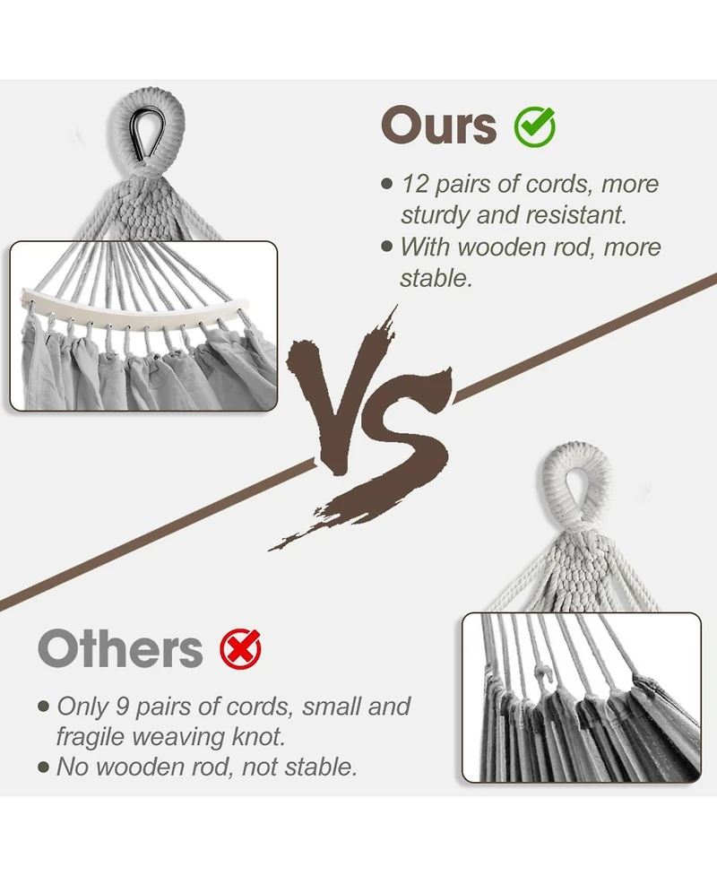 Piscifun Bohemian Tassel Canvas Yard Hammock With Carry Bag Thickened Rope 500lbs Weight Capacity