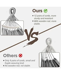 Piscifun Bohemian Tassel Canvas Yard Hammock With Carry Bag Thickened Rope 500lbs Weight Capacity
