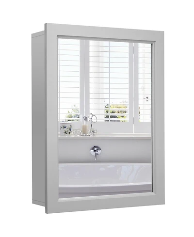 Gymax Mirrored Medicine Cabinet Wall-Mounted Bathroom Storage Organizer with Shelf