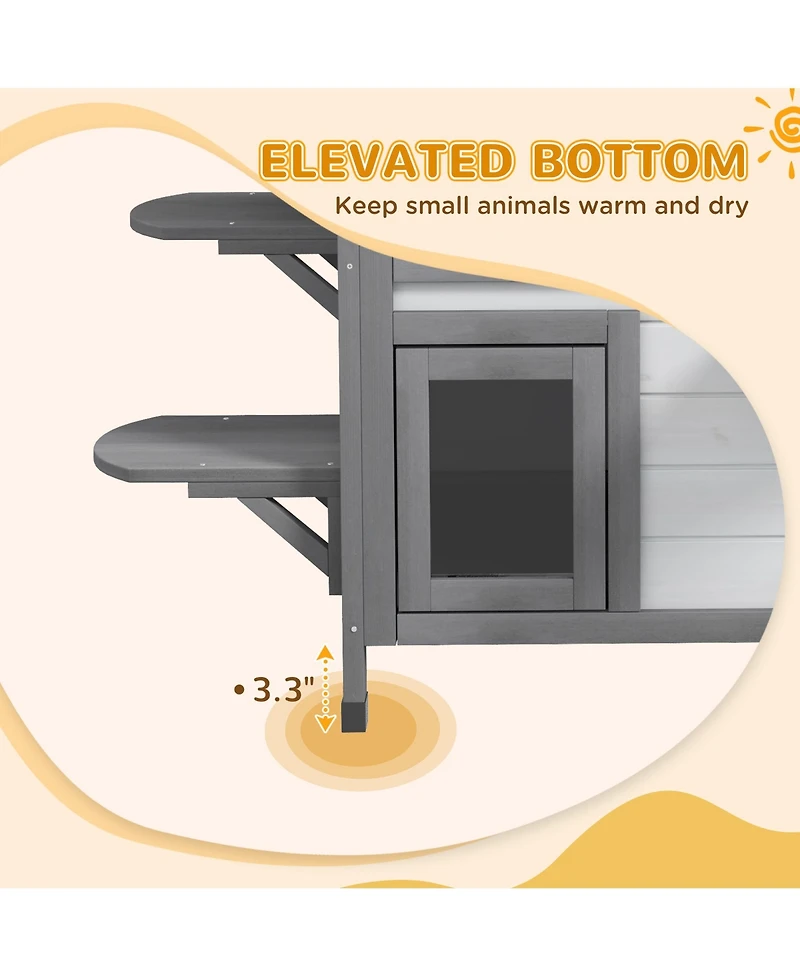Ruie 2 Story Wooden Outdoor Cat House Weatherproof Enclosure with Openable Roof
