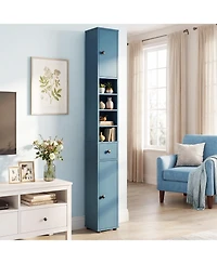 Gymax Slim Tall Cabinet with 2 Doors 1 Drawer and 5 Adjustable Shelves for Home for Bathroom