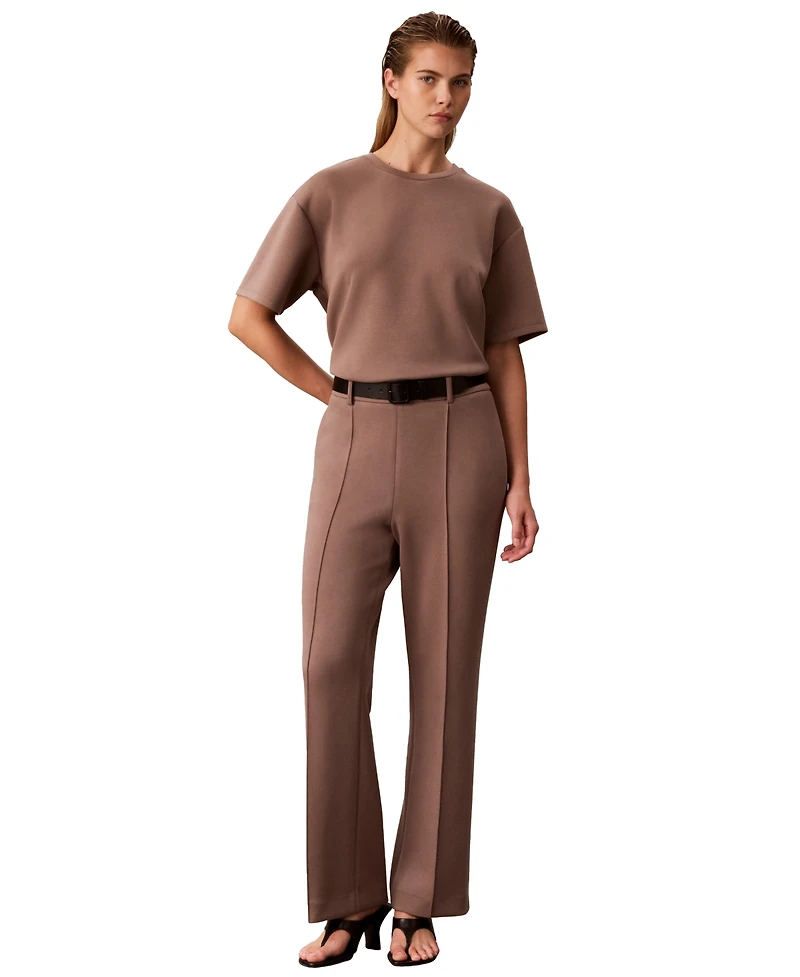 Calvin Klein Petite Soft Scuba Crewneck Short-Sleeve Boxy Knit Top
