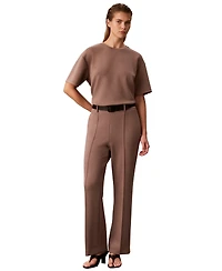Calvin Klein Petite Soft Scuba Crewneck Short-Sleeve Boxy Knit Top