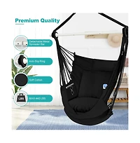 Piscifun Hammock Chair Hanging Swing With 3 Cushions Foot Rest Support 500lbs Weight Capacity Indoor Outdoor Patio Porch