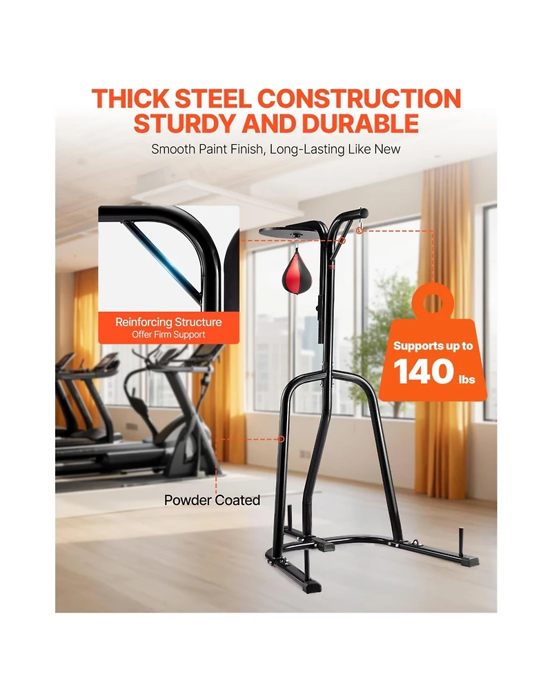 Sevorley 2-in-1 Adjustable Punching Bag and Speed Bag Stand, Steel, Holds 140 lbs