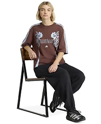 adidas Women's Farm Gfx Tee 2 Retro Graphic-Print 3-Stripes Crewneck T-Shirt