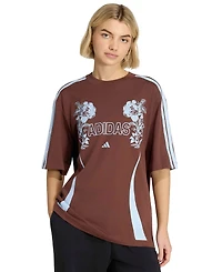 adidas Women's Farm Gfx Tee 2 Retro Graphic-Print 3-Stripes Crewneck T-Shirt