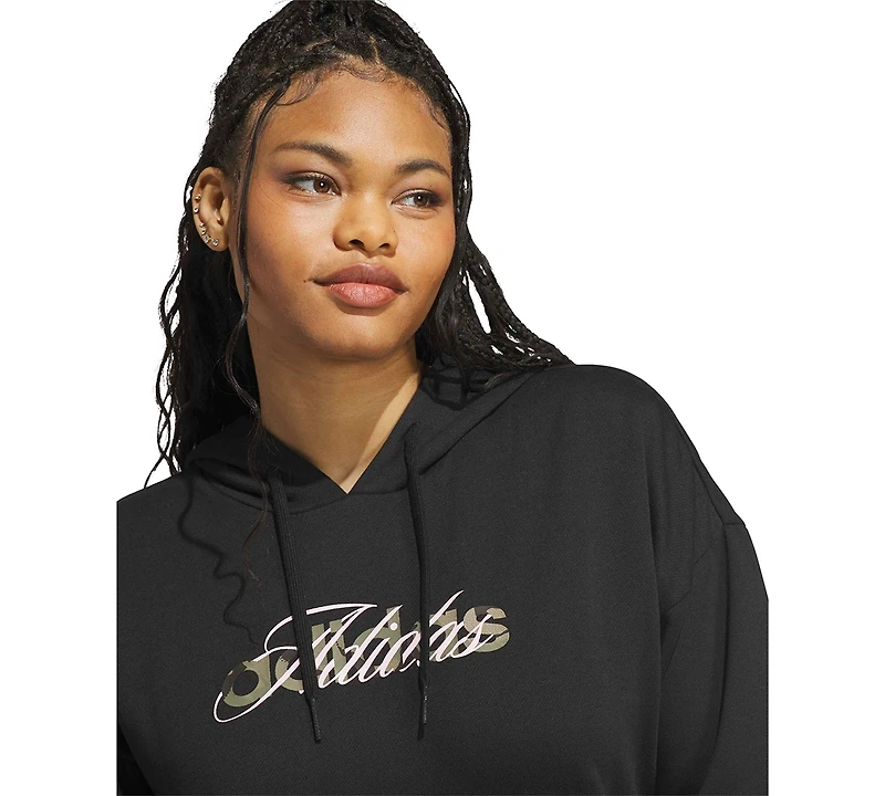adidas Women's Camo Wordmark Graphic Fleece Hoodie