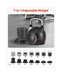 Sevorley Adjustable Kettlebell with 7 Weight Levels (5-44 lb), Die-Cast Aluminum and Abs for Full-Body Training