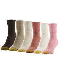 Gold Toe Women's Cotton Comfort Rib Crew Socks, 6-Pack