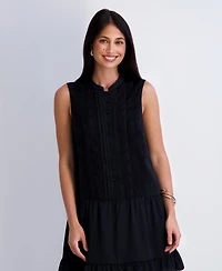 Kensie Women's Pintuck Pleated Drop-Waist Mini Shift Dress