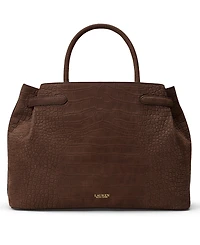 Lauren Ralph Lauren Crocodile Embossed Nubuck Large Blaike Satchel Handbag