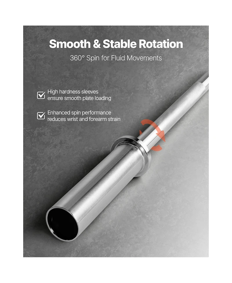 Sevorley 6FT Chrome Barbell Bar for 2-Inch Weight Plates, Knurled Grip Olympic Bar, 500 lb Capacity