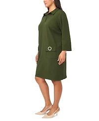 Msk Plus Collared Neck Shift Dress
