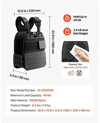 Sevorley Adjustable Weighted Vest with Shoulder Pads, Nylon Vest Holds up to 40 lb