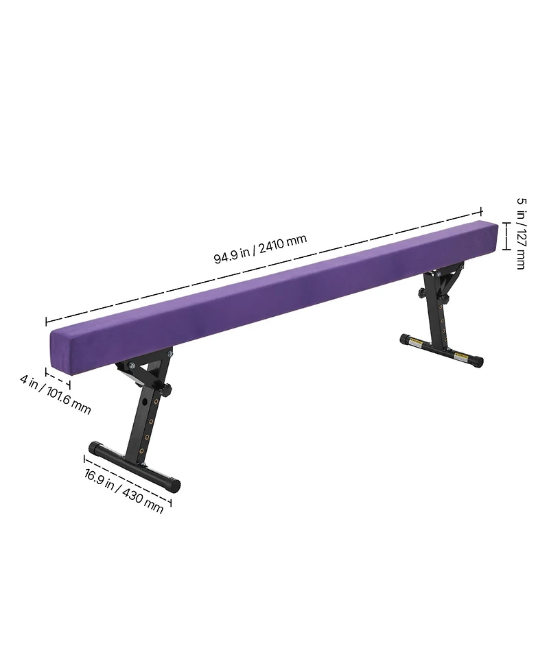Sevorley Adjustable Balance Beam for Kids, 8FT Gymnastics Floor Beam with 5 Height Levels