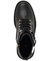 Guess Women's Fellini Buckle Strap Lace-Up Combat Booties
