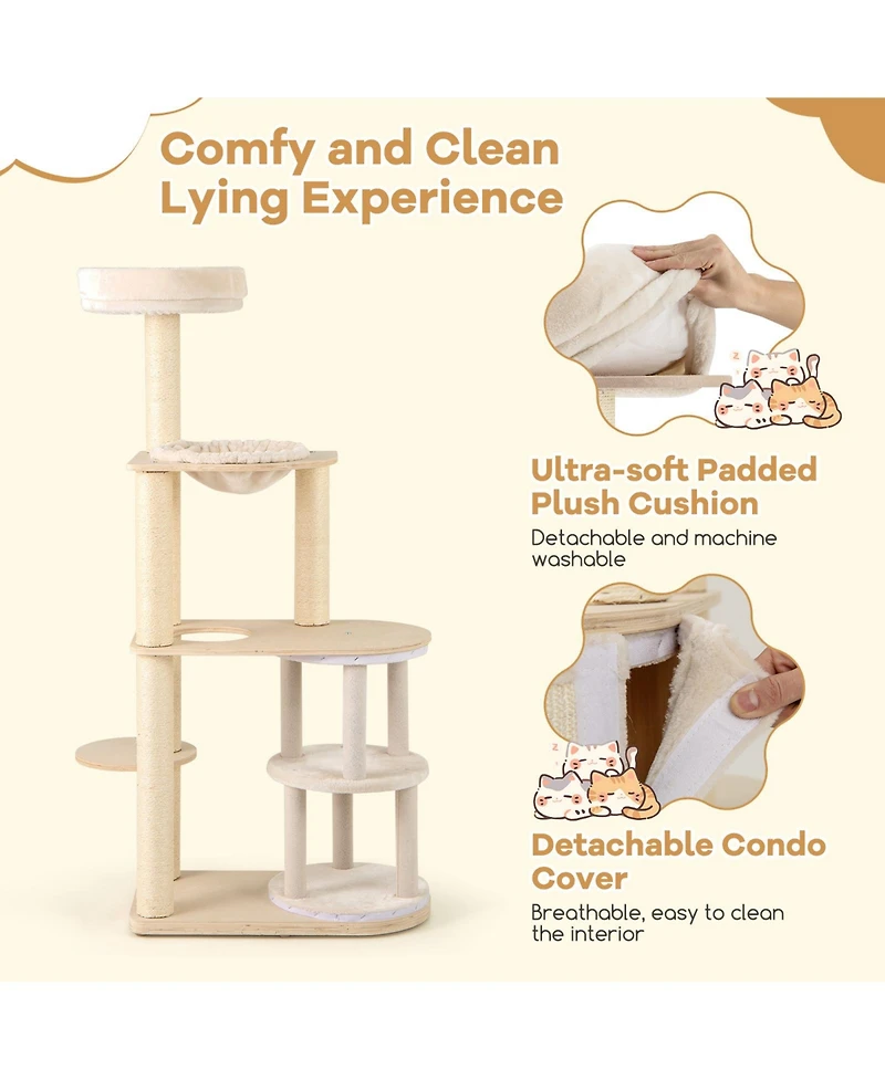 Gymax Modern Cat Tree for Indoor Cats With 2-Story Condo Sisal Scratching Posts and Mat
