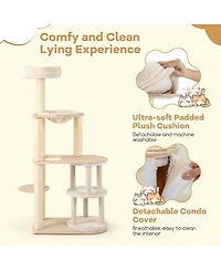 Gymax Modern Cat Tree for Indoor Cats With 2-Story Condo Sisal Scratching Posts and Mat