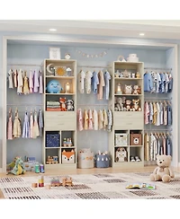 Aheaplus Small Closet Organizer with Drawers and Hanging Rods for a Child's Room