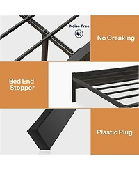 Slickblue Full Size Metal Bed Frame with Led Headboard, Charging Station and Noise-Free Design