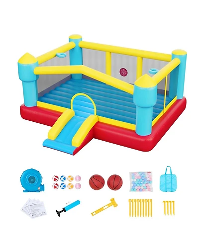 Sevorley Inflatable Bounce House with Slide, Basketball Hoop and Target Game