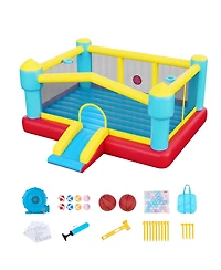 Sevorley Inflatable Bounce House with Slide, Basketball Hoop and Target Game