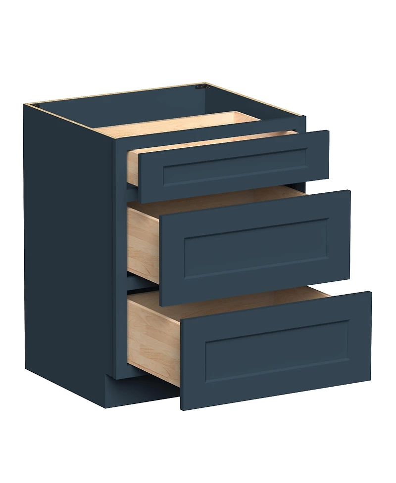 Boyel Living 27 Inch Wide 3-Drawers Base Cabinets, Ready to Assemble Kitchen Cabinet with Solid Wood Frame, Soft-Close Slides and Hinges