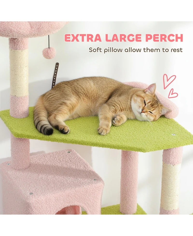 Ruie 74 inch Flower Cat Tree Tower with Sisal Scratching Posts and Condos