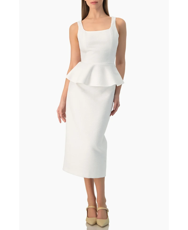Ivonne Women's Herringbone Jacquard Square-Neck Sleeveless Peplum Top
