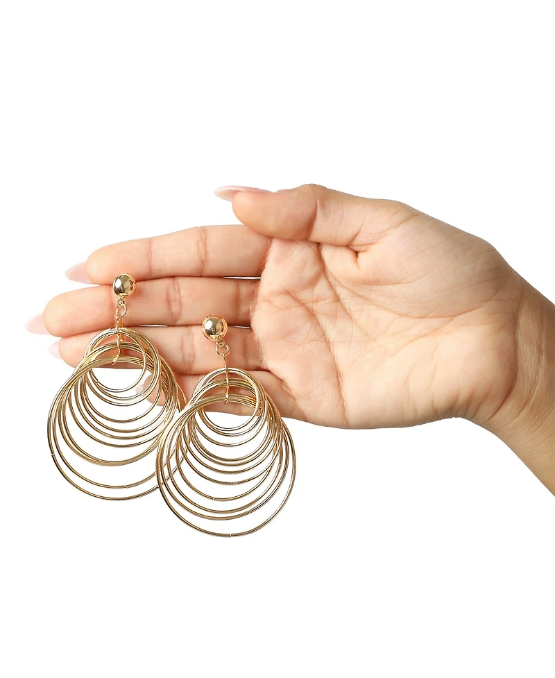 Jessica Simpson Multi Hoop Drop Earrings Yellow Gold-Tone, Statement Hoops