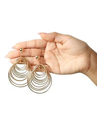 Jessica Simpson Multi Hoop Drop Earrings Yellow Gold-Tone, Statement Hoops