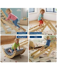 homfan Ages 1-3 7-in-1 Educational Collapsible Wooden Climbing Triangle Set