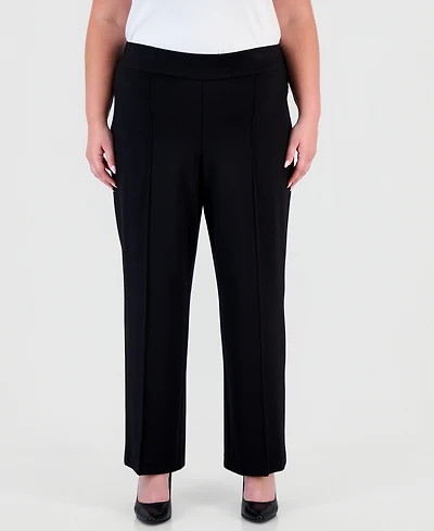 Jones New York Plus Pull On Pintuck Trouser: Serenity Knit Wide-Leg Pants