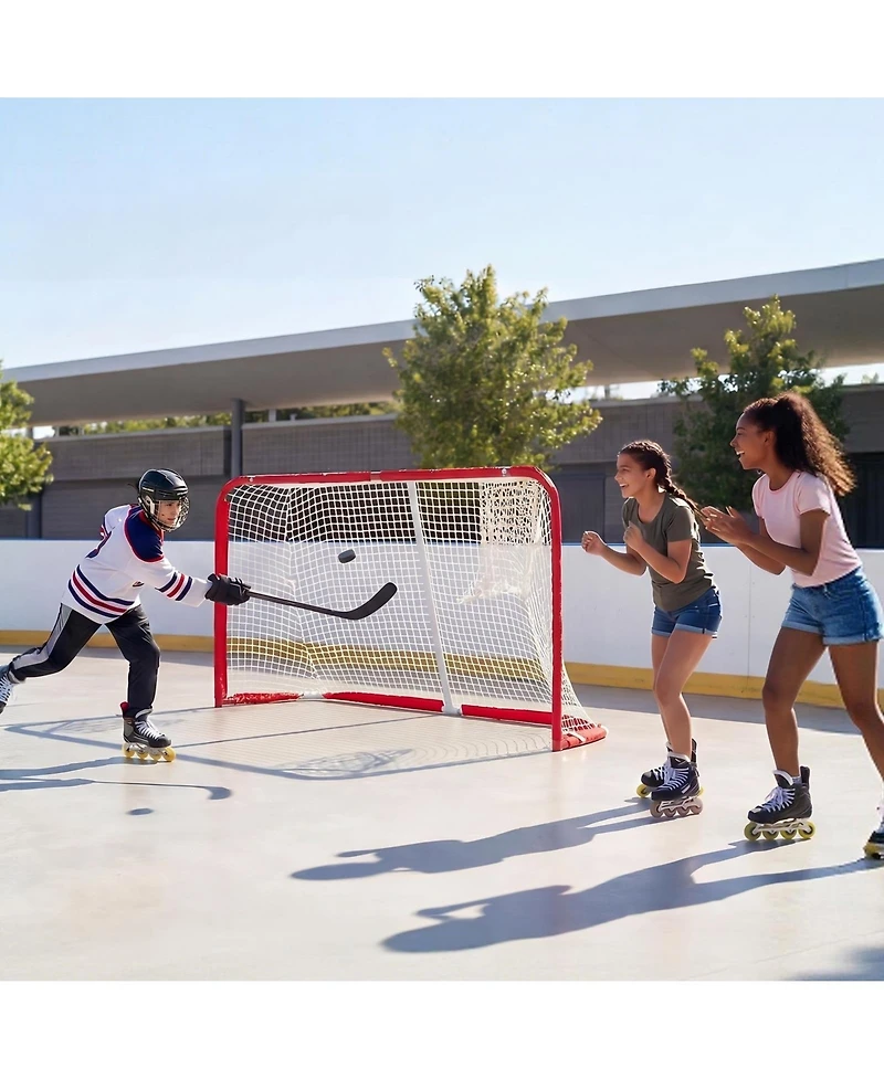 Sevorley Steel Street Hockey Goal, Portable Regulation-Size Net for Backyard